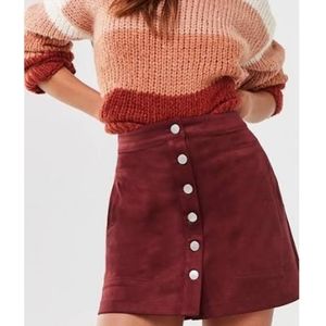 H&M Faux Suede Maroon Skirt